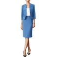 thumbnail image 1 of INSPIRE CHIC Skirt Suit Set for Women's 2 Piece Business Formal Office Work Collarless Blazer Pencil Skirts XS Blue, 1 of 6