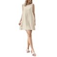 thumbnail image 1 of INSPIRE CHIC Sleeveless Linen Dress for Women's Summer Crew Neck A-Line Casual Dresses with Pockets S Beige, 1 of 5