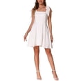 thumbnail image 1 of INSPIRE CHIC Spaghetti Strap Women's Casual Tie Shoulder Smocked Mini Dress Sundress XS White, 1 of 6