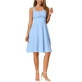 thumbnail image 1 of INSPIRE CHIC Women's Sleeveless Vintage Dress Plaid Gingham Ruched A-Line Flowy Mother's Day Midi Dresses Blue L, 1 of 6