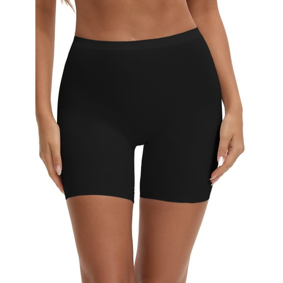 INSPIRE CHIC Slip Shorts for Under Dresses for Women's Seamless High Waist Tummy Control Butt Lifter Thigh Slimmers S Black