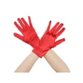 thumbnail image 1 of INSPIRE CHIC Solid Color Satin Full Finger Gloves Wrist Length Short Gloves for Women Red One Size, 1 of 6