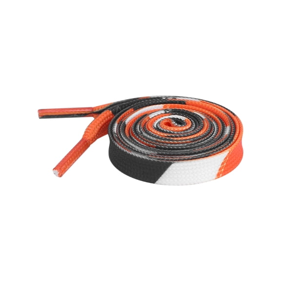 INSPIRE CHIC Splicing Printing Flat Shoe Laces Fun Color Pattern Shoelaces for Sneakers Athletic Running Shoes 1 Pair White-Orange-Black 140cm/55.1"