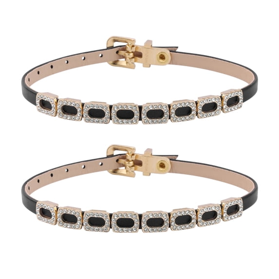 INSPIRE CHIC Square Rhinestone Buckle Shoe Strap Adjustable Women's Non-Slip High Heel Shoe Retainer Matte Black One Size