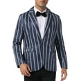 thumbnail image 1 of INSPIRE CHIC Striped Blazer for Men's Single Breasted Contrast Color Business Sports Coat 2XL Navy Blue, 1 of 5