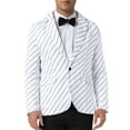 thumbnail image 1 of INSPIRE CHIC Striped Blazer for Men's Stripes Pattern Suit Jacket Notch Lapel Business Sport    Coat 2XL White, 1 of 4