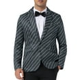 thumbnail image 1 of INSPIRE CHIC Striped Blazer for Men's Stripes Pattern Suit Jacket Notch Lapel Business Sport    Coat S Black, 1 of 5