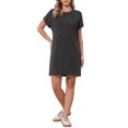 thumbnail image 1 of INSPIRE CHIC Striped T Shirt Dresses for Women's Summer Crew Neck Short Sleeve Casual Shift Mini Dress XL Dark Gray, 1 of 6