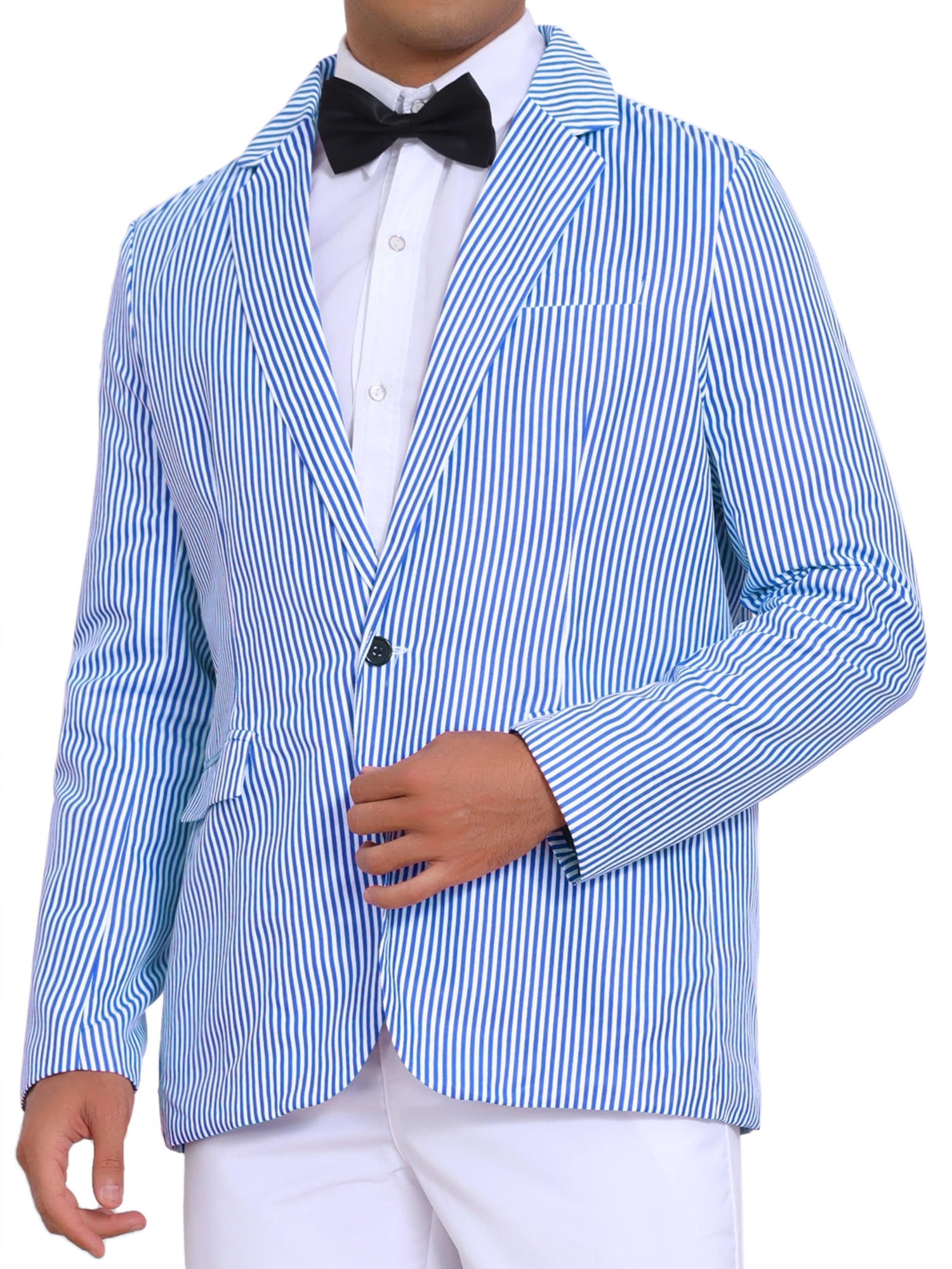 INSPIRE CHIC Stripes Blazer for Men's Single Breasted Sport Coat