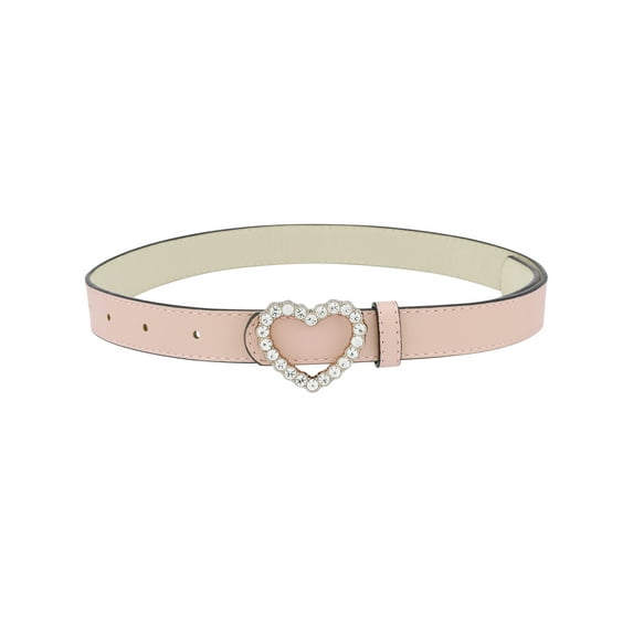 INSPIRE CHIC Stylish Women's Belt Heart-Shaped Buckle with Beads Belts Encrusted Buckle Solid Color Waistband for Dress 40.6x1.3" Dusty Pink