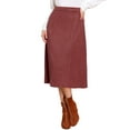thumbnail image 1 of INSPIRE CHIC Suede Midi Skirts for Women's Work Casual Fall Winter A Line Skirt Trendy L Reddish Brown, 1 of 5