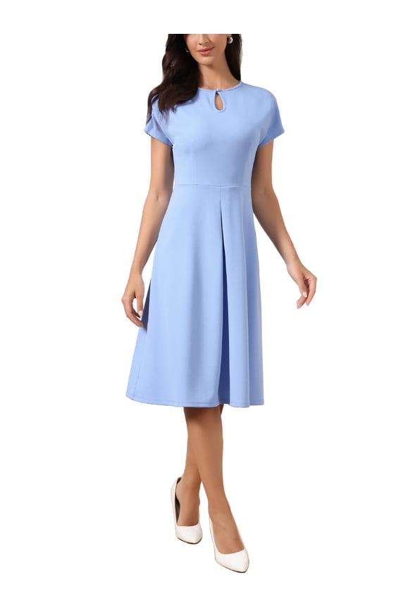Summer Dress for Women Casual Short Sleeve Above Knee A Line Casual Business Work Dress L Light Blue