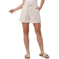 thumbnail image 1 of INSPIRE CHIC Summer Linen Shorts for Women's High Waisted Wide Leg Drawstring Vacation Outfit S Beige, 1 of 6