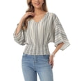thumbnail image 1 of INSPIRE CHIC Boho Top for Women's Chiffon Smocked Batwing Dolman Sleeve Blouse XL Apricot, 1 of 6