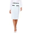 thumbnail image 1 of INSPIRE CHIC Tweed Pencil Skirt for Women High Waisted Midi Skirts Knee Length Button Decor Bodycon Office Work Skirts with Belt XL Light Blue, 1 of 6