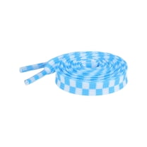 INSPIRE CHIC Two Color Checkered Flat Shoelaces Plaid Shoe Laces for Sneaker 1 Pair Blue and White 120cm/47.2"
