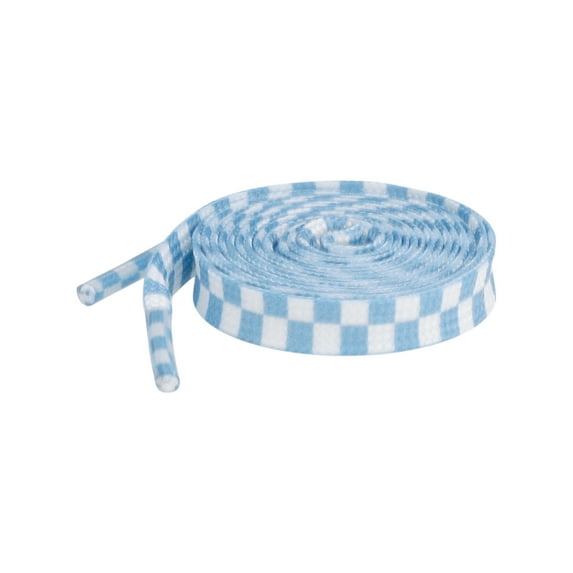 INSPIRE CHIC Two Color Checkered Flat Shoelaces Plaid Shoe Laces for Sneaker 1 Pair Light Blue and White 140cm/55.1"