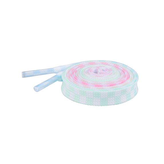 INSPIRE CHIC Two Color Checkered Flat Shoelaces Plaid Shoe Laces for Sneaker 1 Pair Light Pink Green Blue 120cm/47.2"