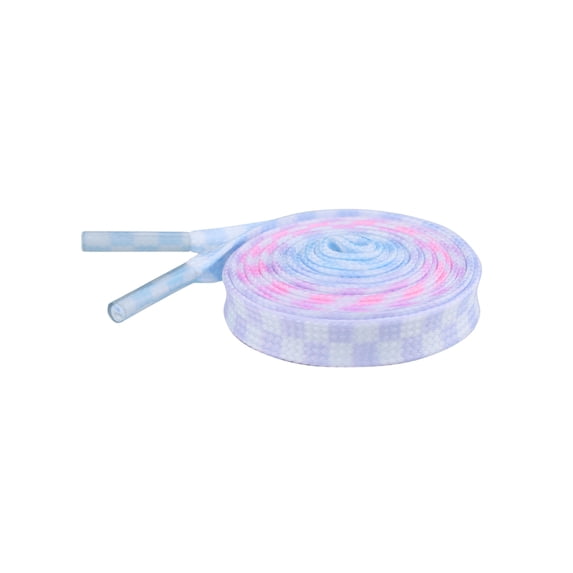 INSPIRE CHIC Two Color Checkered Flat Shoelaces Plaid Shoe Laces for Sneaker 1 Pair Pink Purple Blue-1 140cm/55.1"