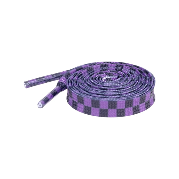 INSPIRE CHIC Two Color Checkered Flat Shoelaces Plaid Shoe Laces for Sneaker 1 Pair Purple and Black 160cm/63"