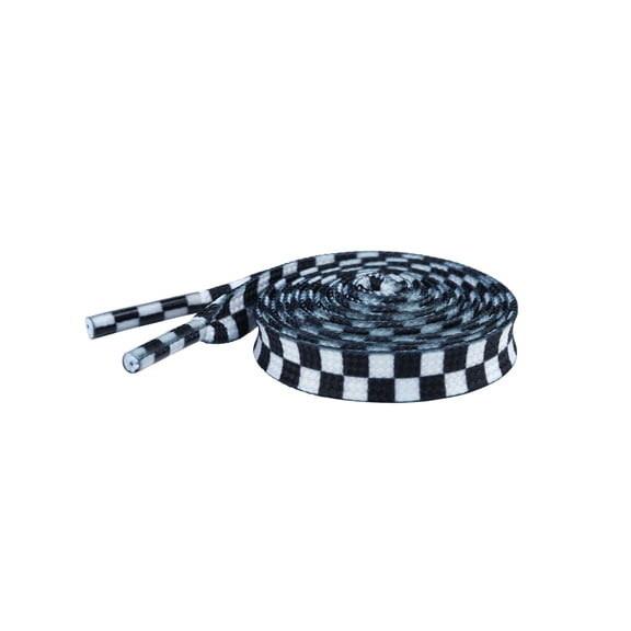 INSPIRE CHIC Two Color Checkered Flat Shoelaces Plaid Shoe Laces for Sneaker 1 Pair White and Black 160cm/63"