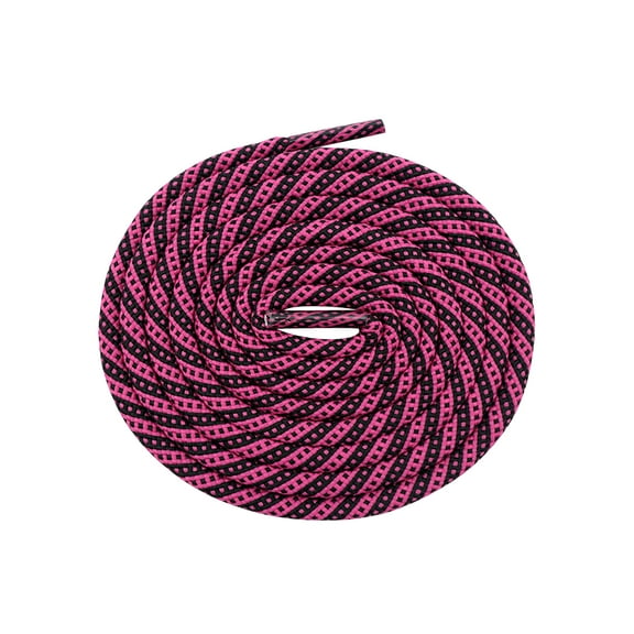 INSPIRE CHIC Two-Color Twill Dot Shoelaces, 2 Pairs of Striped Round Shoelaces for Martin Boots Black-Dark Pink 60cm/23.6"