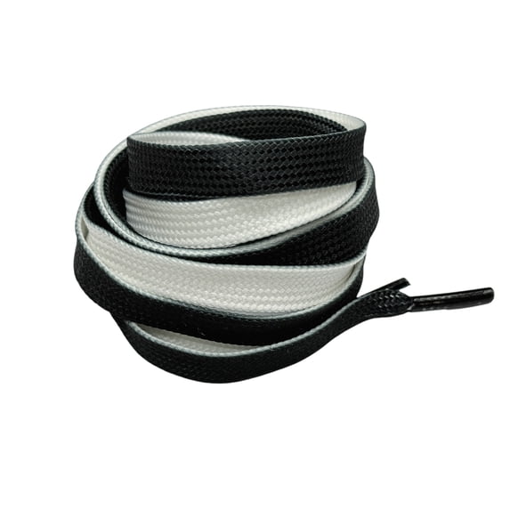 INSPIRE CHIC Two-tone Flat Shoelaces Casual Stylish Shoestrings for Sneakers Black White 140cm/55.1"