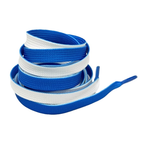 INSPIRE CHIC Two-tone Flat Shoelaces Casual Stylish Shoestrings for Sneakers Royal Blue White 140cm/55.1"