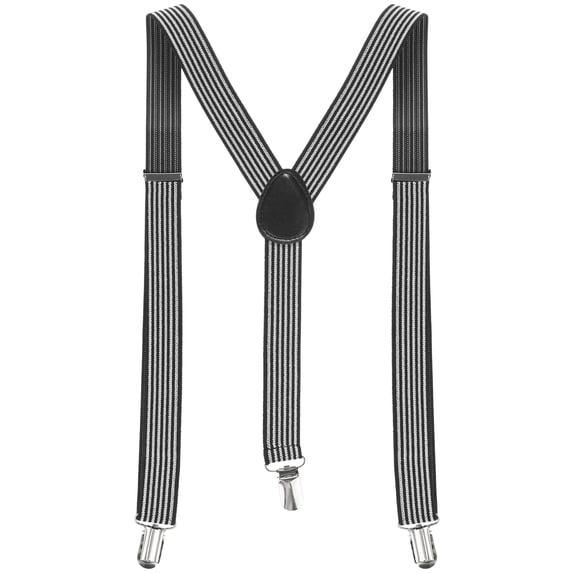 INSPIRE CHIC Unisex Elastic Y Shape Adjustable Printed Suspenders Black 79 x 2.5cm/31 1/8 x 1 inches