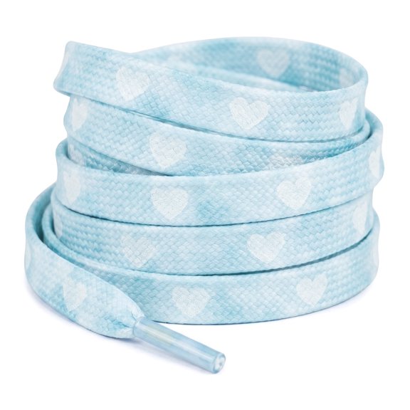INSPIRE CHIC Unisex Flat Reflective Thin Shoelaces Colour Patterned Flower Heart Shoe Lace for Sneaker Boot 120cm/47.24" Blue-Heart