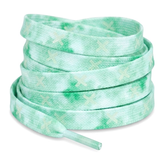 INSPIRE CHIC Unisex Flat Reflective Thin Shoelaces Colour Patterned Flower Heart Shoe Lace for Sneaker Boot 120cm/47.24" Green-X