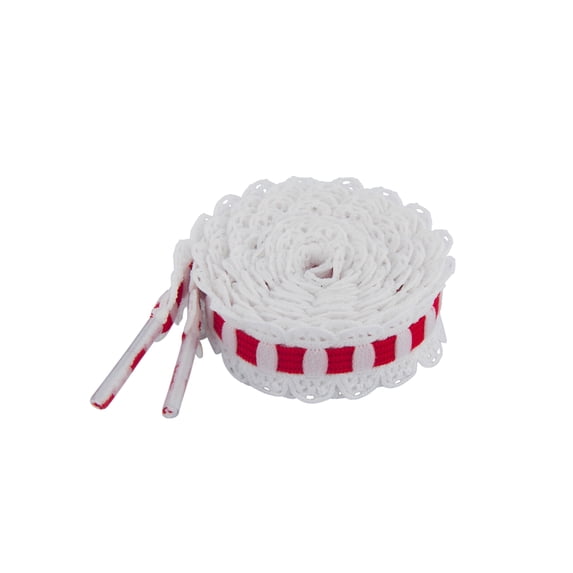 INSPIRE CHIC Unisex Lace-Woven Elastic Shoelaces, Sweet and Elegant Color-Blocked Shoestrings (2 Pairs) Red 120cm/47.2"