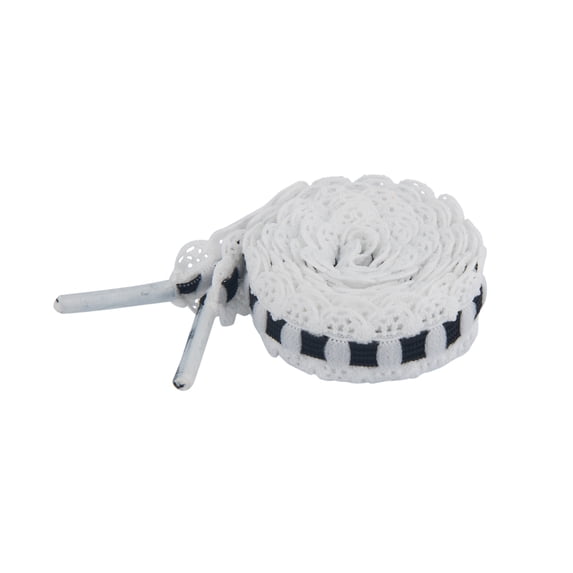 INSPIRE CHIC Unisex Lace-Woven Elastic Shoelaces, Sweet and Elegant Color-Blocked Shoestrings (2 Pairs) White Black 100cm/39.4"