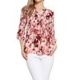 thumbnail image 1 of INSPIRE CHIC V Neck Shirt for Women's Floral Prints Button Down Puff Sleeve Casual Shirt XS Beige Red, 1 of 6