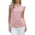 thumbnail image 1 of INSPIRE CHIC V Neck Tops for Women's Summer Casual Ruffles Solid Sleeveless t Shirts Blouses XS Pink, 1 of 7