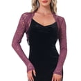 thumbnail image 1 of INSPIRE CHIC Women's Lace Bolero Shrug Floral Open Front Long Sleeve Cropped Cardigan Burgundy S, 1 of 6
