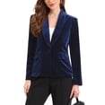 thumbnail image 1 of INSPIRE CHIC Women's Blazer Velvet Shawl Collared Long Sleeve Botton Down Business Cocktail Suit Jackets L Royal Blue, 1 of 6