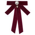 thumbnail image 1 of INSPIRE CHIC Velvet Ribbon Heart Beads Bow Tie Brooch Suitable for Women Girls Bow Tie Pre-tied Bow Pin Corsage Neckline AccessoriesOne Size Burgundy, 1 of 5