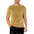 thumbnail image 1 of INSPIRE CHIC Velvet T-Shirts for Men's Crew Neck Short Sleeve Tee Tops Disco Velour t Shirts S Golden, 1 of 5