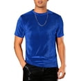 thumbnail image 1 of INSPIRE CHIC Velvet T-Shirts for Men's Crew Neck Short Sleeve Tee Tops Disco Velour t Shirts XL Royal Blue, 1 of 5