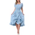 thumbnail image 1 of INSPIRE CHIC Victorian Dress for Women Renaissance Costume Smocked Waist Ruffle Midi Dress M Light Blue, 1 of 6