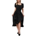thumbnail image 1 of INSPIRE CHIC Victorian Dress for Women Renaissance Costume Smocked Waist Ruffle Midi Dress XL Black, 1 of 6
