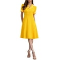 thumbnail image 1 of INSPIRE CHIC Vintage Midi Dress for Women's 2024 Work Peter Pan Collar Dresses L Yellow, 1 of 6