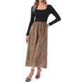 thumbnail image 1 of INSPIRE CHIC Vintage Patchwork Dress for Women's Maxi Swing Square Neck Party Dress S Black Khaki, 1 of 5