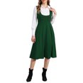 thumbnail image 1 of INSPIRE CHIC Vintage Pinafore Dress for Women's Lace Trim Button Overalls Midi Dress with Pockets S Dark Green, 1 of 5