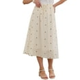 thumbnail image 1 of INSPIRE CHIC Vintage Polka Dots Skirt for Women's Casual Pleated A-Line Elastic Waist Midi Skirts S Beige, 1 of 6