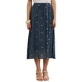 thumbnail image 1 of INSPIRE CHIC Vintage Polka Dots Skirt for Women's Casual Pleated A-Line Elastic Waist Midi Skirts XL Dark Blue, 1 of 6
