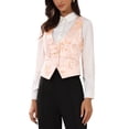 thumbnail image 1 of INSPIRE CHIC Vintage Vest for Women's Button Up Jacquard Steampunk Suit Waistcoat with Pockets XS Apricot, 1 of 6