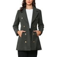 thumbnail image 1 of INSPIRE CHIC Winter Overcoat for Women's Notch Lapel Double Breasted Coats XS Dark Grey, 1 of 5