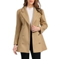 thumbnail image 1 of INSPIRE CHIC Winter Overcoat for Women's Notch Lapel Double Breasted Coats XS Khaki, 1 of 5